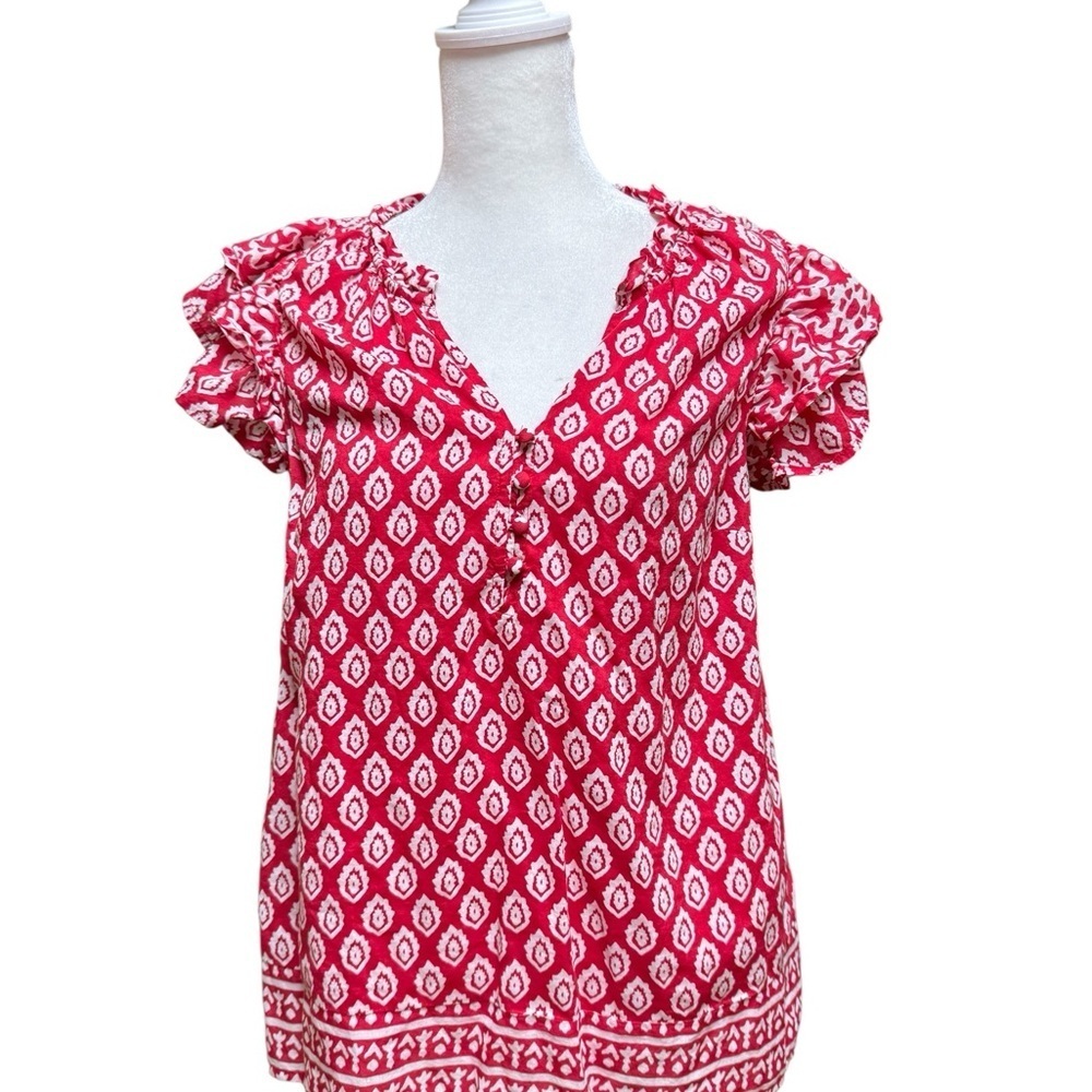Vineyard Vines Women’s Pink Print Flutter Sleeve Top Size S